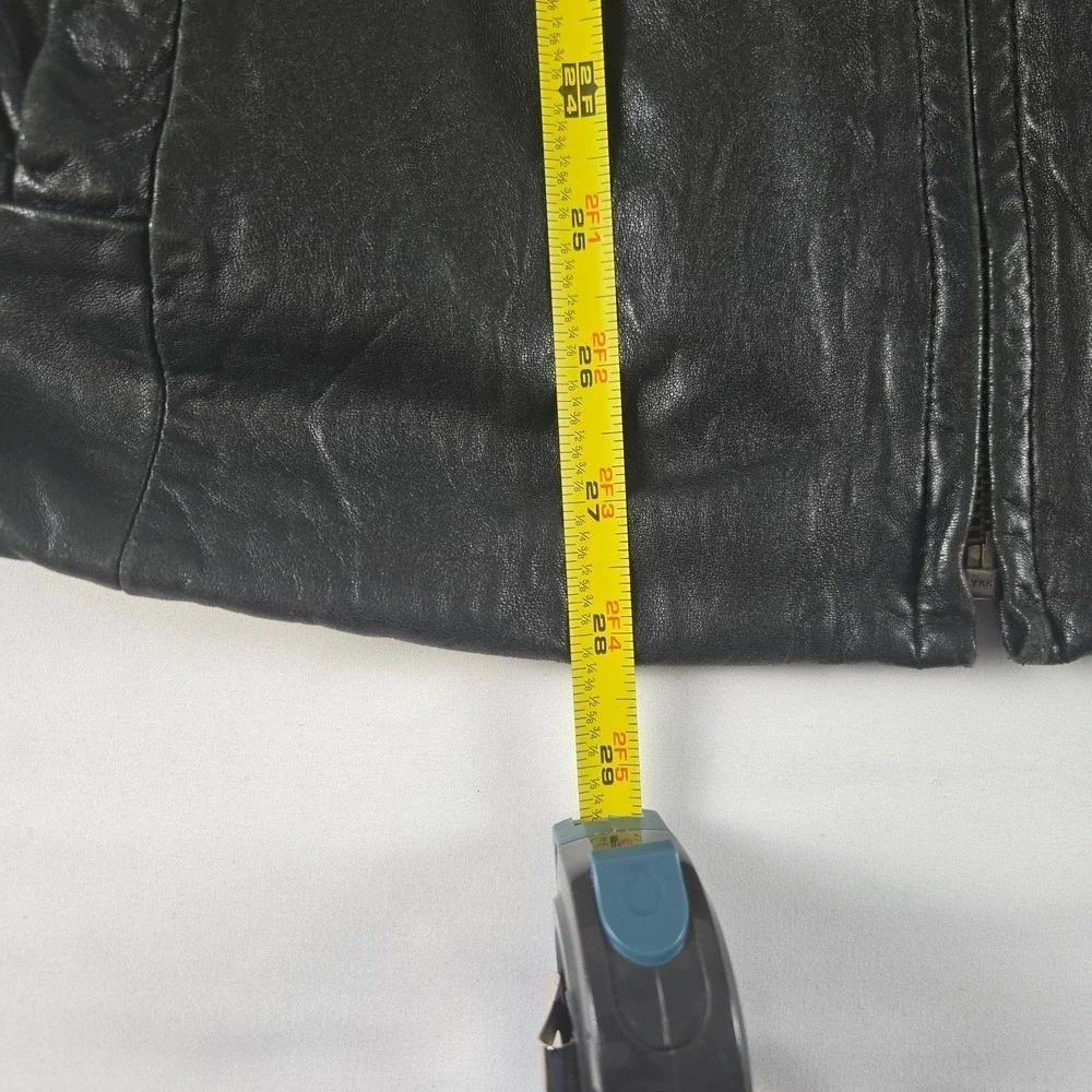 IZOD Leather Jacket Mens Medium‎ Black Full Zip Classic Minimalist Coat